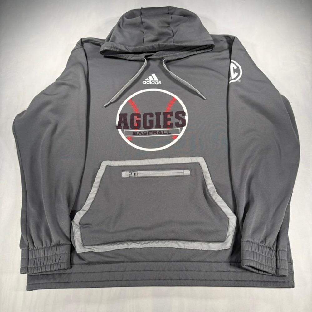 Adidas Texas A&M Aggies Baseball Hoodie Mens XL Gray Aeroready SEC Pullover